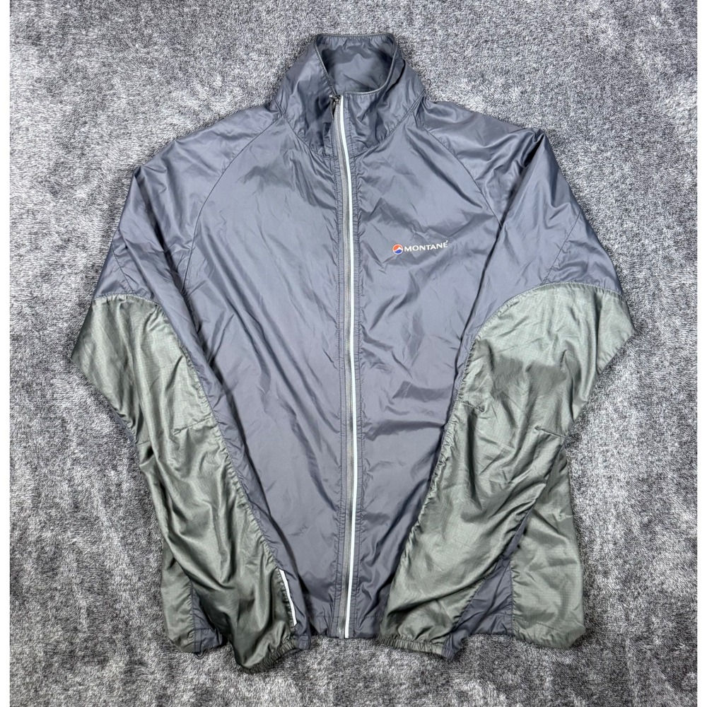 Montane Pertex Microlight Windbreaker Jacket Grey Charcoal Full Zip Mens Medium